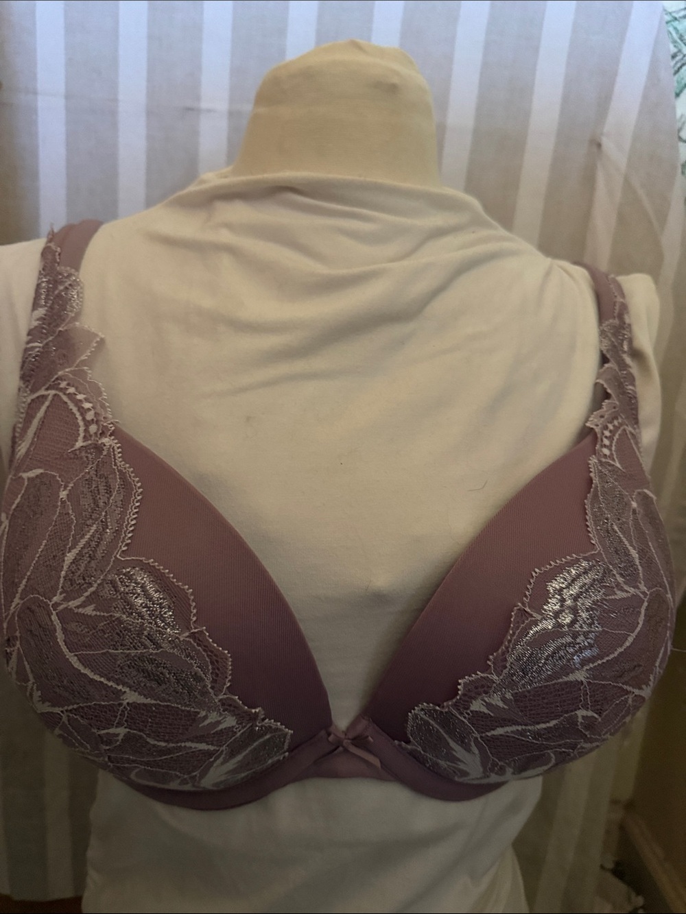 Cacique Mauve Lace-Trim Push-Up Bra